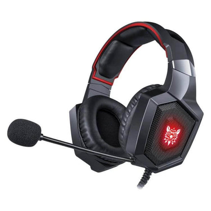 Onikuma Gaming Headphones With Mic And LED Lighting black over-ear headset with 50mm drivers and illuminated logo