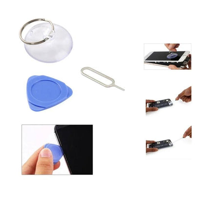 JIAFA 11 In 1 Battery Repair Tool Set For iPhone 6s Plus suction cup, pry picks and SIM ejector shown for battery replacement