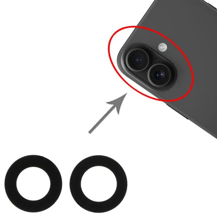 Back Camera Lens Replacement for iPhone 16 Everyday Photography - black replacement rings for dual rear camera