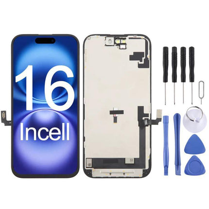 Replacement Screen for Everyday iPhone 16 Use - Incell display replacement kit with tools for repairing cracked or unresponsive iPhone 16 screen
