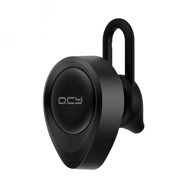QCY Single Wire Bluetooth Earphone For Commuting And Calls black single-wire Bluetooth earbud with mic for hands-free use