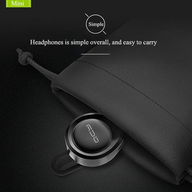 QCY Single Wire Bluetooth Earphone For Commuting And Calls single-ear Bluetooth earpiece with pouch, compact and easy to carry