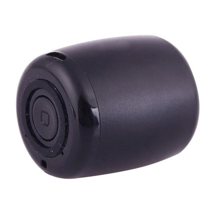 Compact Bluetooth Speaker For Music And Hands Free Calls shown small black portable speaker with microphone and control