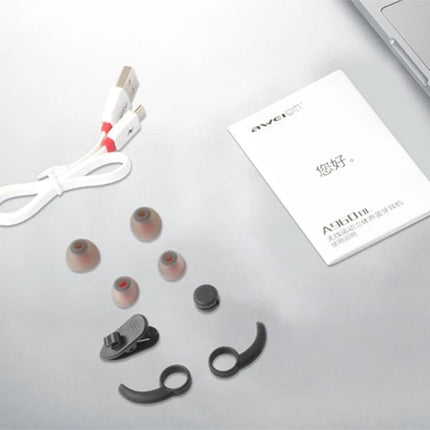 Awei Sport Bluetooth Earphones With Inline Controls with extra ear tips, ear hooks, cable and manual for sports use