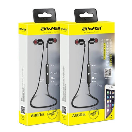 Awei Sport Bluetooth Earphones With Inline Controls A960BL wireless sport earphones with mic and inline controls