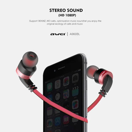 Awei Sport Bluetooth Earphones With Inline Controls slim red wireless sport earbuds with inline mic and multi-point pairing