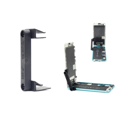 JIAFA 11-in-1 Battery Repair Tool Set for iPhone 6s showing pry bracket and open iPhone 6s with battery replacement setup