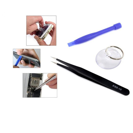 JIAFA 7-in-1 Tool Set for iPhone 6s Battery Repairs - tweezers, spudger, suction cup shown for battery replacement