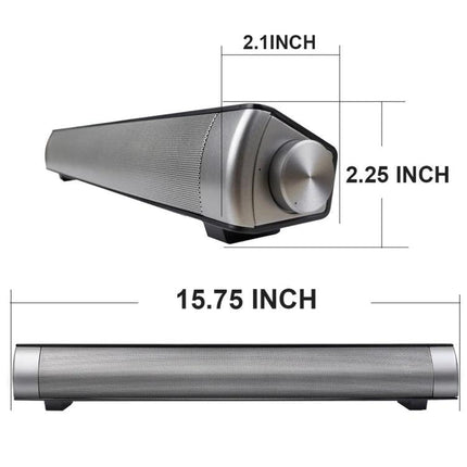 Bluetooth Soundbar For TV And Wireless Music Streaming Compact, 15.75 inch portable speaker with bass knob