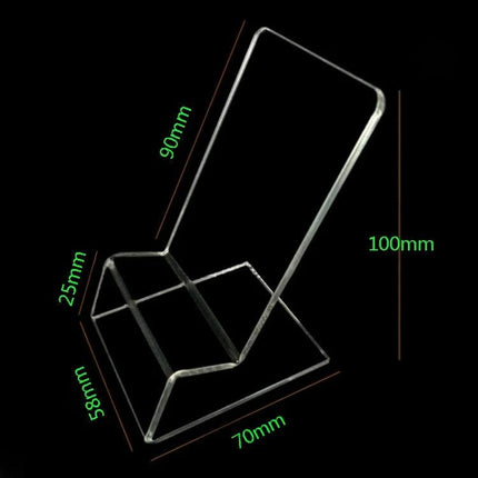 Transparent Acrylic Stand for Smartphones Up to 5.5 Inches - clear durable acrylic phone stand 100mm high, 70mm base, ideal for video calls and hands-free viewing