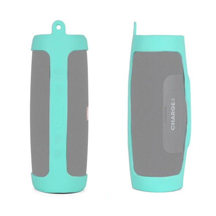 JBL Silicone Speaker Cover With Carabiner Strap For Travel in teal for JBL Charge 3, flexible protective travel cover clipped