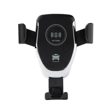Wireless Charging Car Phone Holder with Gravity Induction mounted in car showing fast charge icon and automatic gravity clamp