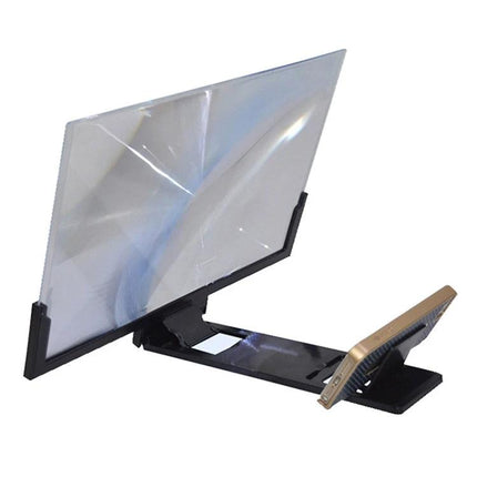 14 Inch Mobile Phone Screen Amplifier with Stand for Viewing showing phone in stand and enlarged display for comfortable hands-free viewing