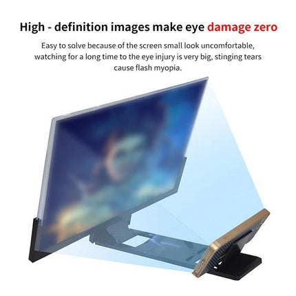 14 Inch Mobile Phone Screen Amplifier with Stand for Viewing demonstrating enlarged phone display on adjustable stand to reduce eye strain