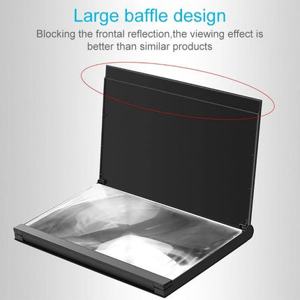 12 Inch Book-Shaped Mobile Phone Screen Amplifier for Video Viewing showing large baffle design and foldable magnifier for hands-free video watching