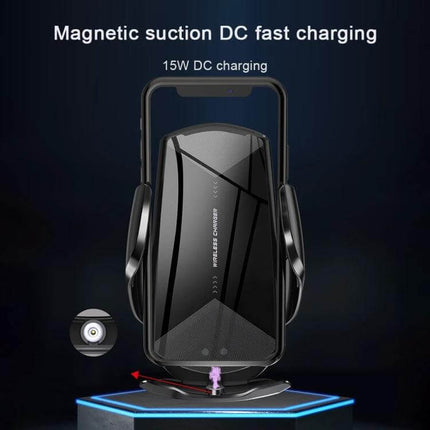 Q2 Magnetic Car Holder for Wireless Phone Charging mounted in car with 15W fast wireless charging, magnetic suction secure hands-free navigation