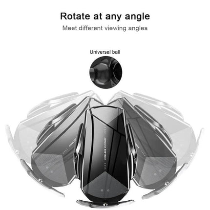 Q2 Magnetic Car Holder for Wireless Phone Charging showing adjustable rotation at any angle with universal ball joint for hands-free wireless 15W charging