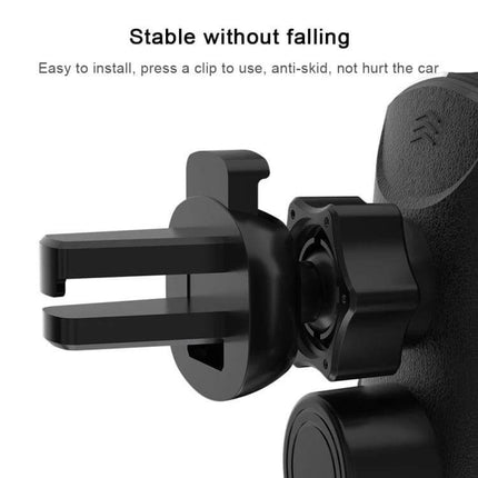 Q2 Magnetic Car Holder for Wireless Phone Charging shown clipped to air vent with stable anti-skid mount and 15W wireless charging