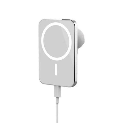 X16 Magnetic Car Vent Mount for Wireless Phone Charging - silver magnetic vent mount with wireless charging cable attached
