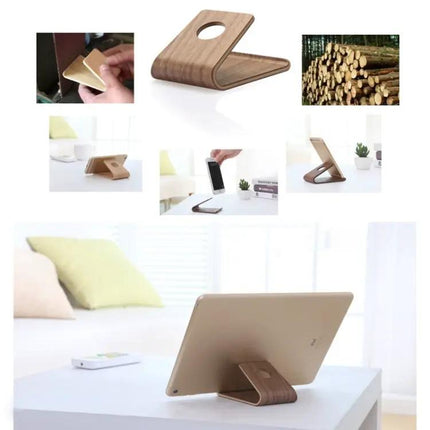 Lindens Wooden Desktop Phone Holder for Tablets and Phones