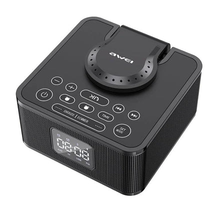 Awei Portable Bluetooth Speaker With Phone Stand For Home Travel compact 795g speaker with clock FM radio and 8000mAh battery