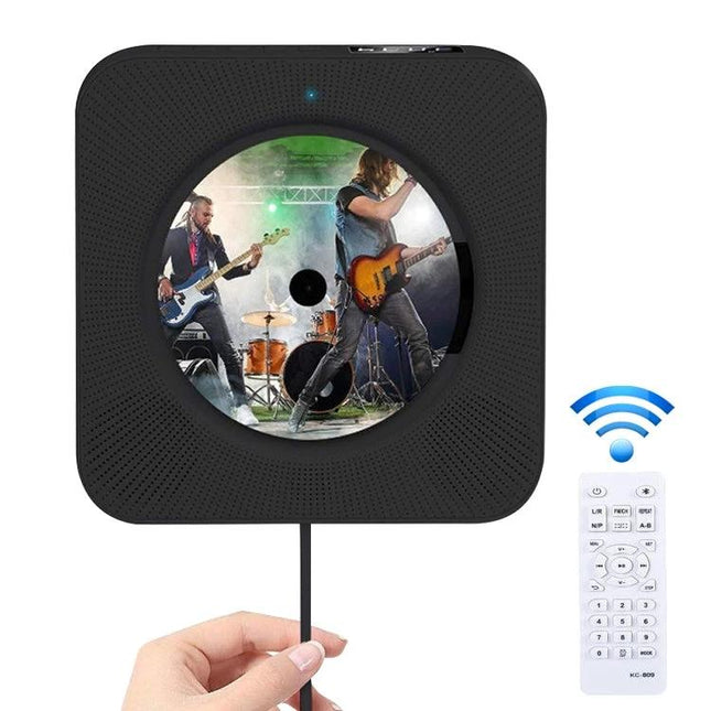 Portable Bluetooth Speaker for Playing CDs with Digital Display – black portable CD player with remote and Bluetooth icon