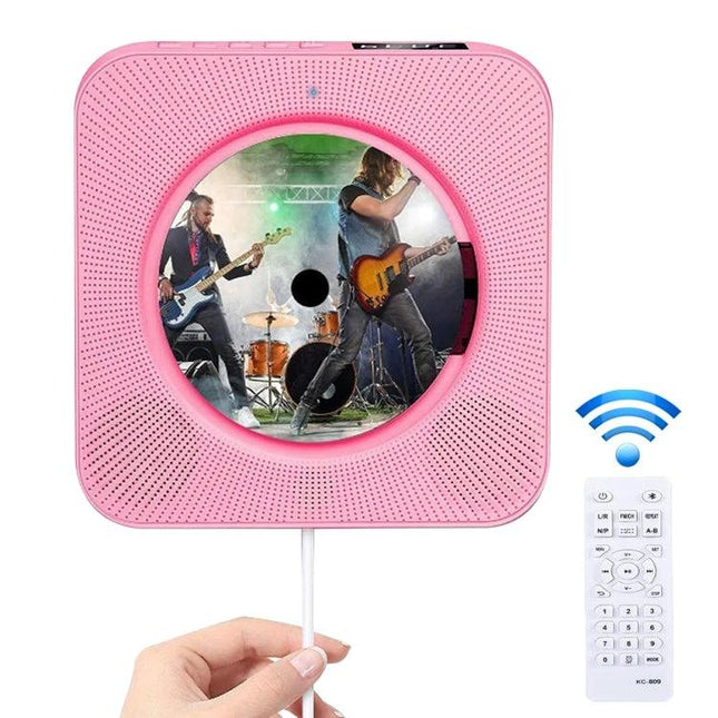 Portable Bluetooth Speaker for Playing CDs with Digital Display — pink portable CD player with remote and wireless icon