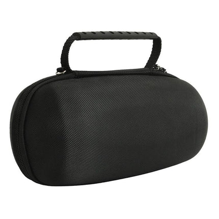 EVA Speaker Case With Hard Shell For Hiking And Camping, compact semi-rigid black protective case with handle, molded interior