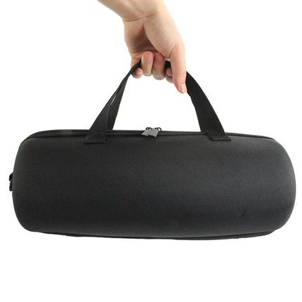 Portable Speaker Carry Case With Shoulder Strap For Travel held by hand, durable hard-shell sling for hikers and campers, slim profile