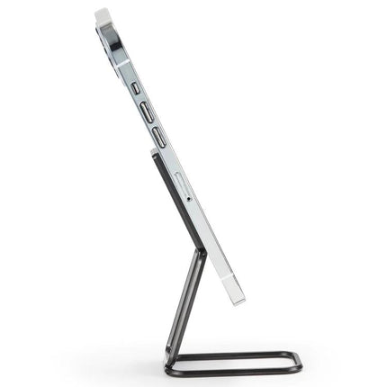 Cmzwt Adjustable Folding Magnetic Desk Phone Holder showing a smartphone propped at viewing angle on a compact foldable metal stand