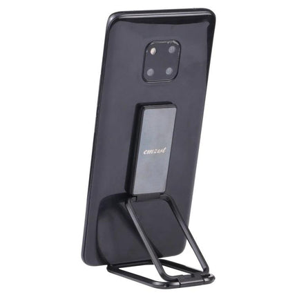 Cmzwt Adjustable Folding Magnetic Desk Phone Holder showing black phone on foldable magnetic stand for video calls and hands-free viewing