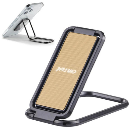 Cmzwt Adjustable Folding Magnetic Desk Phone Holder on desk displaying phone in angled viewing position, foldable compact design