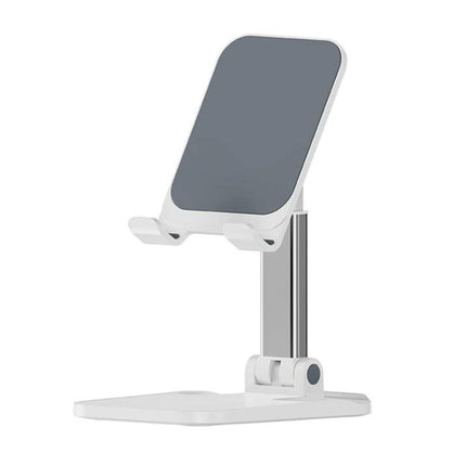 ROCK Folding Desktop Holder for Mobile Phones with Adjustable Angle on desk showing double-shaft adjustable stand for video calls and hands-free use