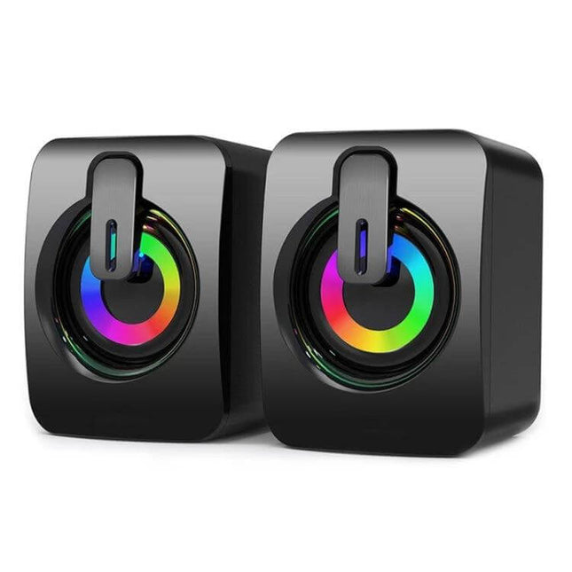 Portable Illuminated Mini Desk Speaker For Calls And Music - compact USB 5V dual 50mm RGB desktop speakers for calls