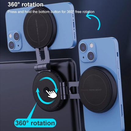 R-JUST Magnetic Car Phone Holder with 360-Degree Rotation showing strong magnetic mount, extendable arm, 360° rotation and foldable design for cars, ideal for Tesla