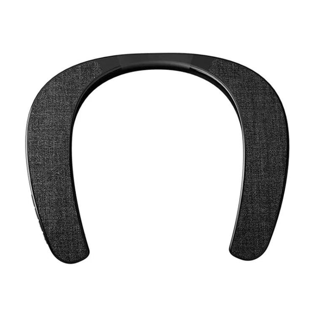 Neckband Speaker For Hands-Free Daily Listening Comfort black fabric Bluetooth neck-worn speaker with built-in mic