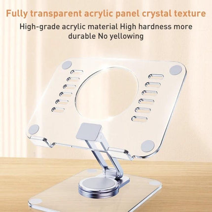 R-JUST Acrylic Rotating Stand for Tablets on Desktop clear acrylic adjustable desktop tablet holder with 360-degree rotation and non-slip pads