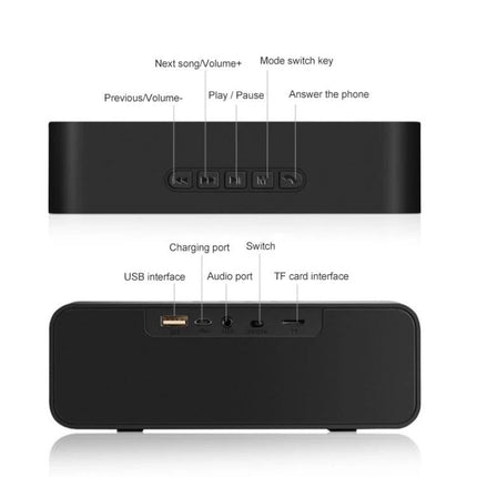 Compact Wireless Speaker For Walks And Picnics Portable showing top control buttons and back ports including USB audio TF card