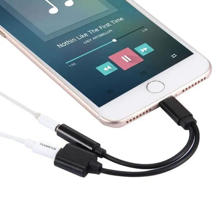 Lightning 8-Pin Male To Dual 8-Pin And 3.5mm Adapter 10cm | Syndmart