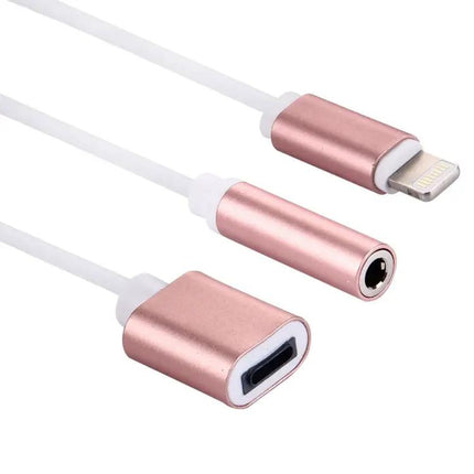 Lightning 8-Pin Male To Dual 8-Pin And 3.5mm Adapter 10cm | Syndmart