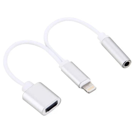 Lightning 8-Pin Male To Dual 8-Pin And 3.5mm Adapter 10cm | Syndmart