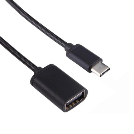 Compact Cable for Daily Device Connections and Charging - black USB-C to USB-A adapter cable, compact braided design for charging and data transfer