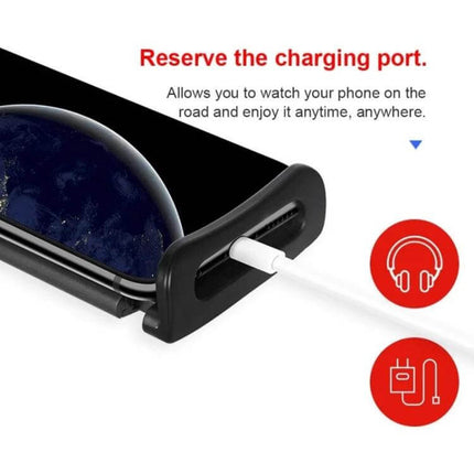 CHZ-06 Retractable Car Backrest Holder for 7 to 14 Inch Phones and Tablets Red showing reserved charging port and cable access with silicone contact point