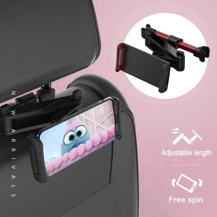 CHZ-06 Retractable Car Backrest Holder for 7 to 14 Inch Phones and Tablets Red - adjustable 360° rotatable car headrest mount with silicone pads