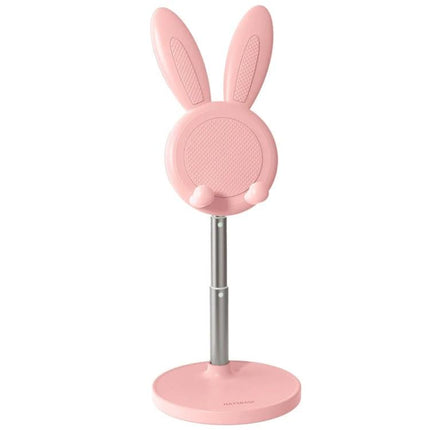 Foldable Adjustable Desktop Holder for Phones and Tablets — pink bunny design adjustable stand for phones and small tablets, hands-free ergonomic viewing