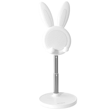 Foldable Adjustable Desktop Holder for Phones and Tablets - white bunny design adjustable height stand for phones and tablets
