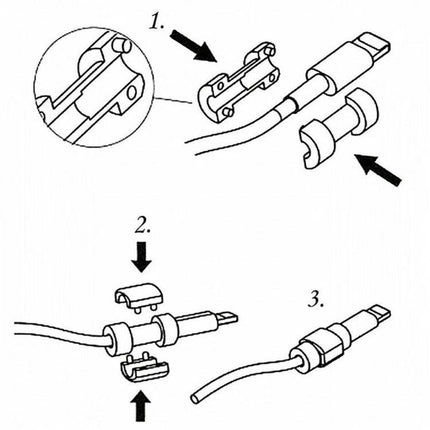 Compact Earphone Cable Organizer for Everyday Storage and Protection showing three-step snap-on cable winding and protective assembly