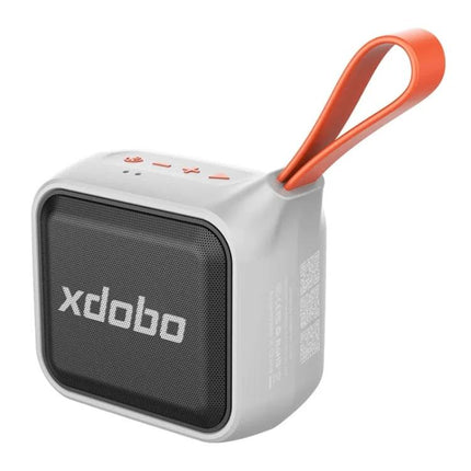 XDOBO Compact Bluetooth Speaker With Silicone Lanyard white portable waterproof speaker with orange lanyard for travel