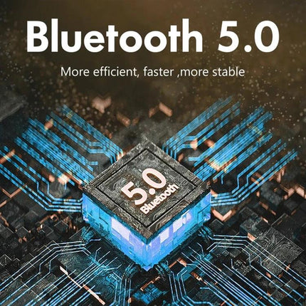 XDOBO Compact Bluetooth Speaker With Silicone Lanyard showing Bluetooth 5.0 chip graphic and connectivity features