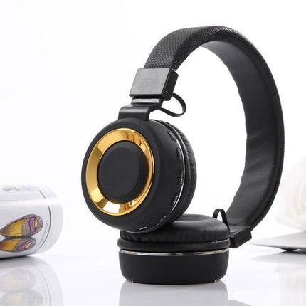 Jieli Wireless Bluetooth Headset For Commuting And Calls black gold over-ear Bluetooth headset for commute gym desk use